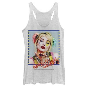 Women's Birds of Prey Harley Quinn Blowing Kiss Racerback Tank Top - 1 of 3