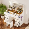 FONTOI 46"W Makeup Vanity Table Desk with Mirror 10 Drawers and Stool with Silent Slides for Bedroom Dressing Room, White, 48.82"*26.77"*10.04" - 2 of 4