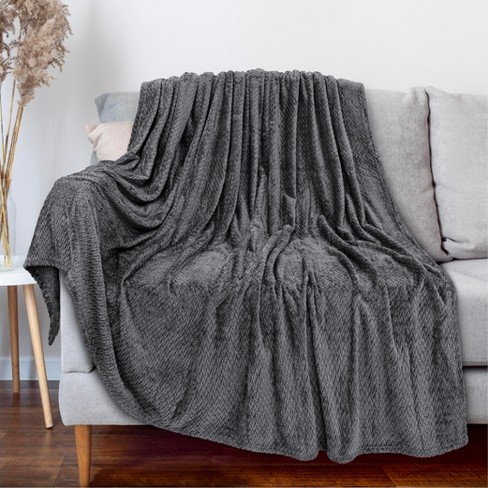 I Love You Mom Gift Blanket - Super Soft Flannel Throw 50 inch x 65 inch  (Gray)