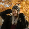 MUK LUKS Women's Colorblock Stripe Cable Beanie - 3 of 4