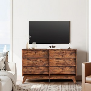 6 Drawer Dresser, Vintage Chest of Drawers with Bevel Design, Modern Dresser TV Stand for Bedroom, Living Room - 1 of 4