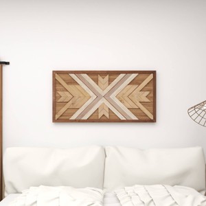 Wood Geometric Handmade Southwestern Wall Decor Brown - Olivia & May: 24" Vertical Carved Art, Farmhouse Style, Wood Composite Frame - 1 of 4