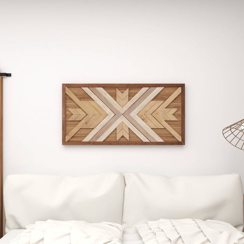 Wood Geometric Handmade Southwestern Wall Decor Brown - Olivia &#38; May, 1 of 20