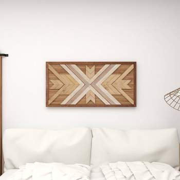 Wood Geometric Handmade Southwestern Wall Decor Brown - Olivia & May
