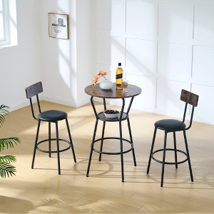 TOAOTBNBOB Round Bar Stool with Curved Backrest, Upholstered Bar Chair for Dining Room, Counter Height Barstools with Circular Shelf - 1 of 4