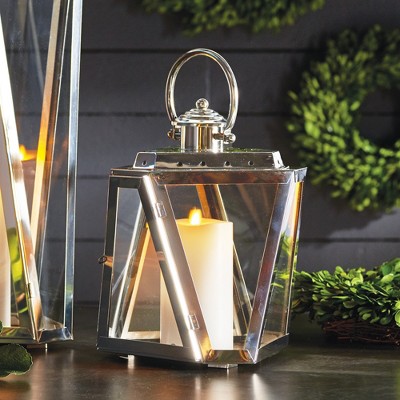 Chrome Finish Glass Tabletop Hanging Candle Lantern