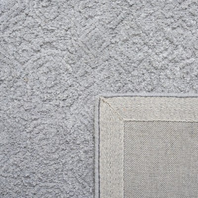 Gray Handmade Tufted Wool and Silk Square Rug