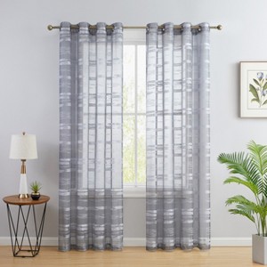 HLC.ME Broadway Stripe Decorative Semi Sheer Light Filtering Grommet Window Treatment Curtain Panels - Set of 2 - 1 of 4