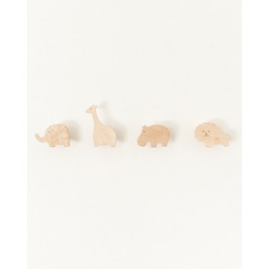 Slickblue Adorable Hand-Carved Wooden Animal Wall Hooks - Set of 4 - 1 of 4