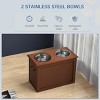 INFURNIC Pet Bowl Raised Feeding Station with Storage Stainless Steel Bowls Elevated Design for Large Dogs, Brown, 23.5"*11.75"*16.25" - 3 of 4