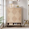 ORRD Modern 6-Tier Shoe Cabinet with Push-Open Geometric Doors, Adjustable Entryway Storage Organizer in Natural Finish - 2 of 4
