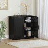 1 Piece Black Wood Grain Storage Cabinet (Wicker Door), Decorative Storage Cabinet - 2 of 4