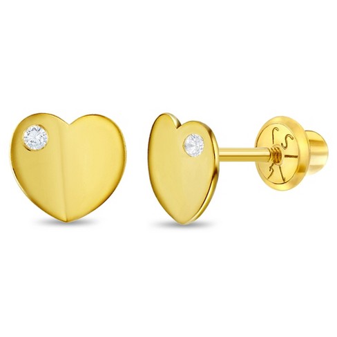 Rose Gold Earrings 14K Rose Gold Studs Screw Back Earrings Clear CZ Studs Earrings  Girls Gold Earrings Womens Rose Gold Earrings 