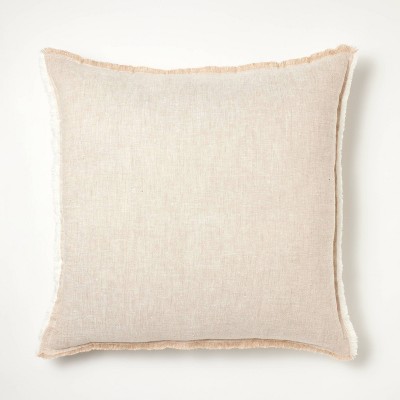 Oversized Reversible Linen Square Throw Pillow with Frayed Edges - Threshold™ designed with Studio McGee