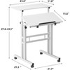 Height Adjustable Standing Desk 60 x 60 x 70-110 cm Mobile Desk with 4 Wheels 180° Tilt Tray Computer Desk for Home Office White - 3 of 4