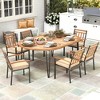 Tangkula 79" Patio Dining Table w/ Umbrella Hole Acacia Wood Tabletop & Sturdy Metal Legs - 2 of 4