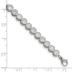 Chisel Stainless Steel Polished Round Cubic Zirconia Link 7" Bracelet with 1" Extension - 1 of 4