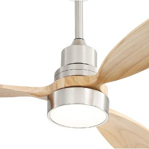 52 inch Solid Wood Ceiling Fan with Lights and Remote Outdoor Indoor Modern Ceiling Fan 3 Downrod for Living Room Bedroom Farmhouse Patio - 1 of 4