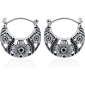 14K Gold Plated Chunky Dangle Hoop Earrings for Women | Medium Thick Huggie Statement Jewelry - 1 of 4