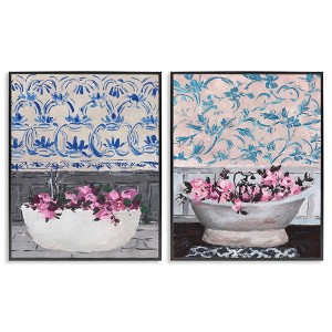 Stupell Industries Flowers In Bath Tub Interior Design, 11" x 14" - 1 of 4