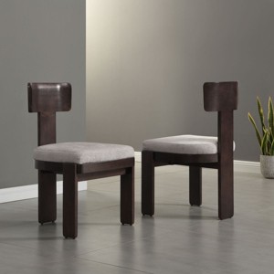 Set of 2 Modern Upholstered Armless Dining Chairs with Fabric Seat and Brown Wood Legs,Mid-Century Accent Side Chairs-The Pop Home - 1 of 4