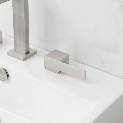 Brushed Nickel Widespread Double Handle Low-Arc Bathroom Faucet