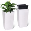 30" Tall Planters Set of 2, Outdoor＆Indoor Planter Pots, with Drainage Holes＆Water Level Monitor＆Inner Bucket, Automatic Watering, White - 2 of 4