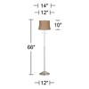 360 Lighting Abba Modern Floor Lamp Standing 66" Tall Brushed Nickel Silver Natural Burlap Fabric Drum Shade for Living Room Bedroom Office House Home - 4 of 4