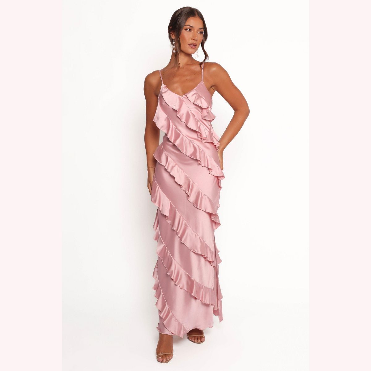 Ciao Ruffles Maxi Satin Dress - thumbnail 5