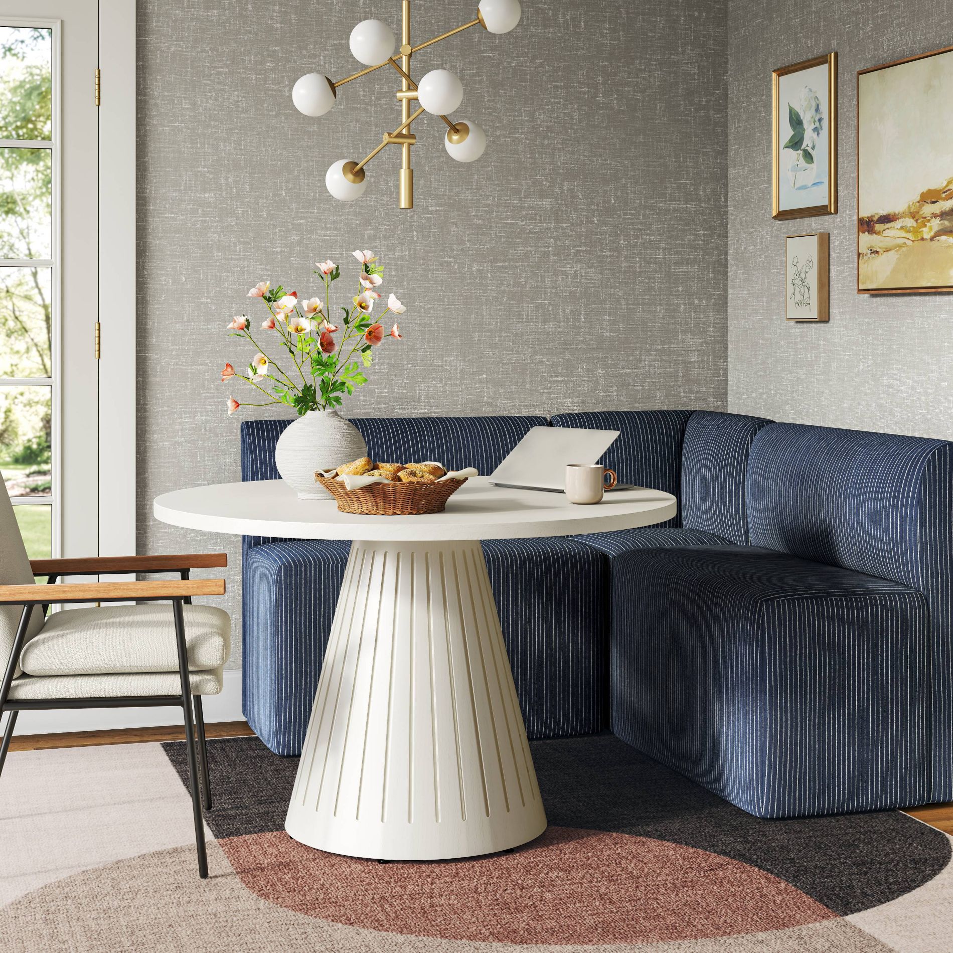 38" Cora Dining Banquette in Pinstripe Navy - Threshold™