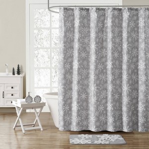 VCNY Snowflake 16pc Holiday Shower Curtain Bath Set - 1 of 4