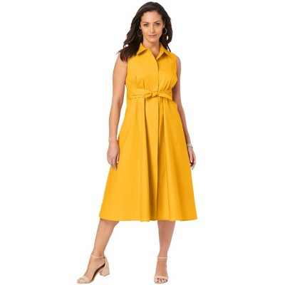 Jessica London Women's Plus Size Stretch Cotton Sleeveless Shirtdress