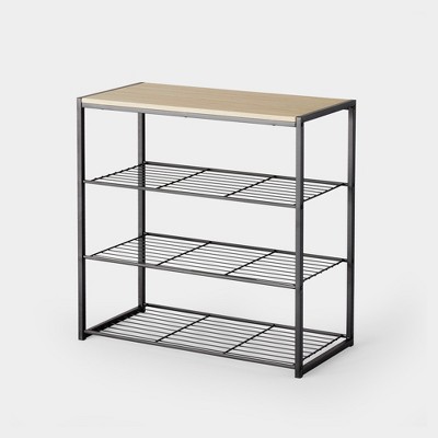 Tangkula 3-tier Industrial Shoe Rack Entryway Bench With Mesh Storage Shelf  : Target