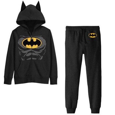 Batman Suit Boy’s 2-Pack Cosplay Zip Front Hoodie & Joggers Set