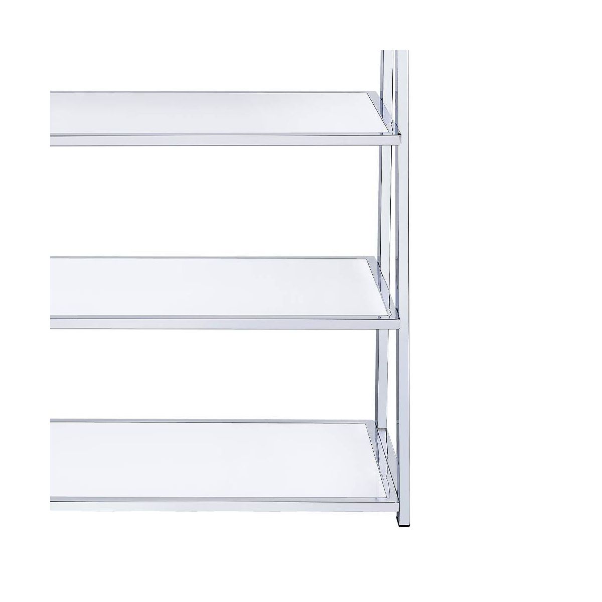Acme Furniture 71" Coleen Decorative Bookshelf White High Gloss/Chrome Finish - thumbnail 6