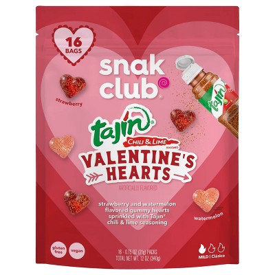 Snak Club Tajin Valentine's Heart Gummies Multipack - 12oz/16ct