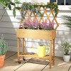 Costway Wood Raised Garden Bed with Trellis Storage Shelf Wheels Liner Drainage Holes - 2 of 4