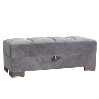 HomeRoots 52" Gray and Brown Microfiber Storage Ottoman