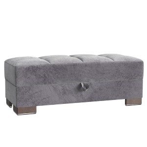 HomeRoots 52" Gray and Brown Microfiber Storage Ottoman - 1 of 4