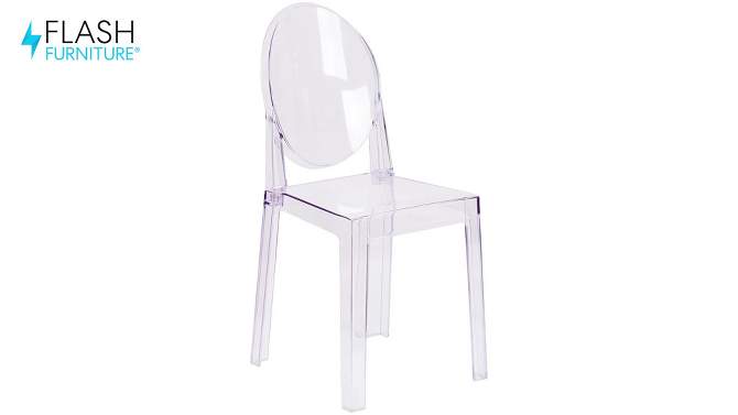 Flash Furniture Ghost Chair with Oval Back in Transparent Crystal, 2 of 12, play video