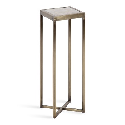 Gold Square Metal Drink Table with Quartz Top