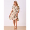 INSPIRE CHIC Women's Vintage Floral Peter Pan Collar High Waist Puff Sleeve A-line Midi Dress - 3 of 4
