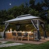EROMMY 10' X 13' Outdoor Gazebo, Metal Gazebo With Mosquito Netting, Hard Top Gazebo With Dual-layer Soft Roof & Drainage Holes, Sturdy Steel Frame - 2 of 4