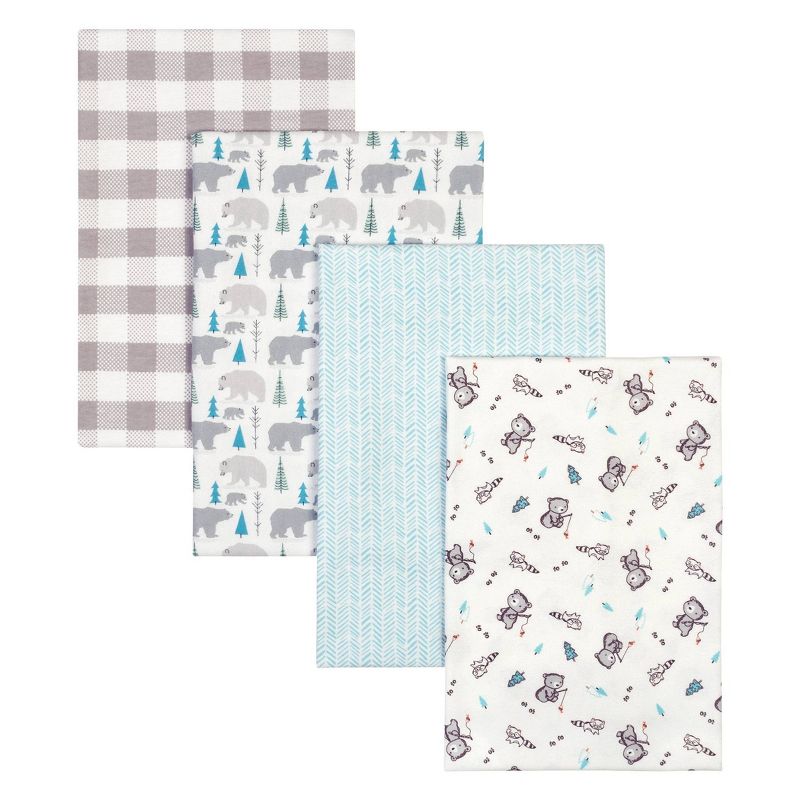 Trend Lab Flannel Receiving Blankets - Forest Bear 4pk, 1 of 7
