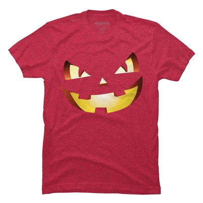Men's Design By Humans Halloween Pumpkin Evil Smiley Face By artdim T-Shirt