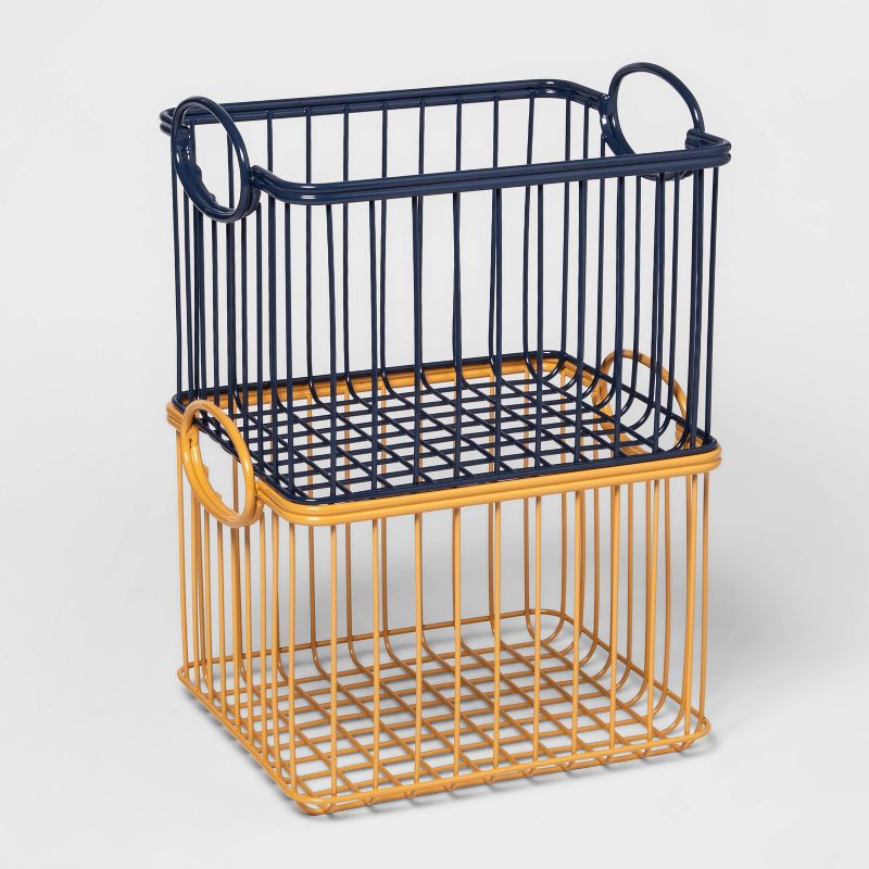 Wire Stackable Kids' Storage Basket Navy - Pillowfort™, 4 of 5