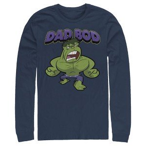 Men's Marvel Dad Bod Cartoon Hulk Long Sleeve Shirt - 1 of 4