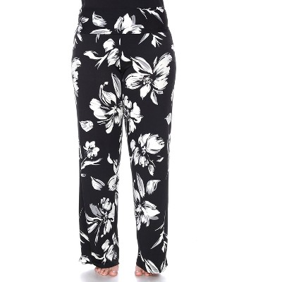 Women's Plus Size Flower Printed Palazzo Pants - White Mark