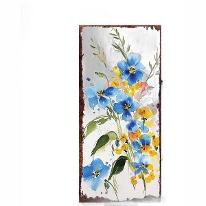 HomeRoots 10" Blue White And Yellow Solid Wood Wildflowers Garden Stake - 1 of 4