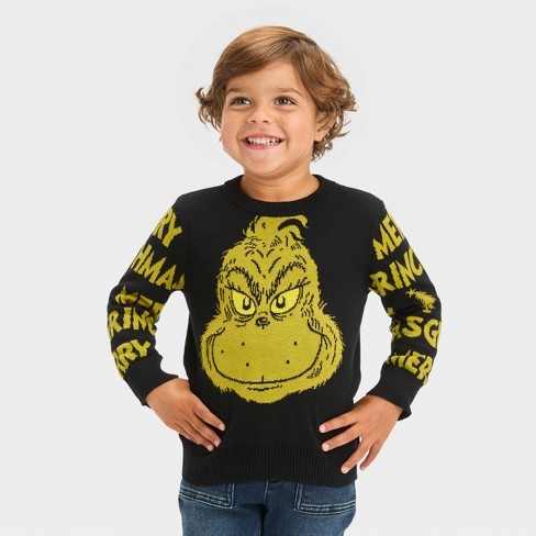 Toddler Boys' The Grinch Knitted Pullover Sweater - Black 12M